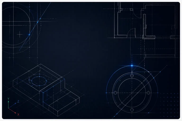 Technical CAD drawing blueprint used in the BricsCAD reference guide