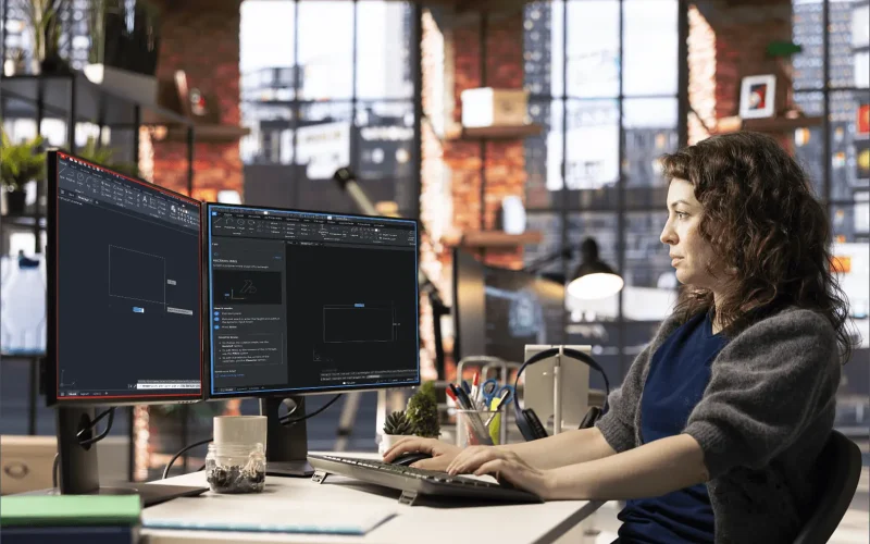 CAD professional migrating from AutoCAD to BricsCAD using a familiar interface on dual monitors