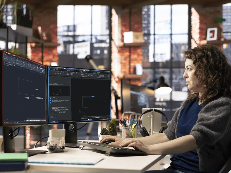 CAD professional migrating from AutoCAD to BricsCAD using a familiar interface on dual monitors